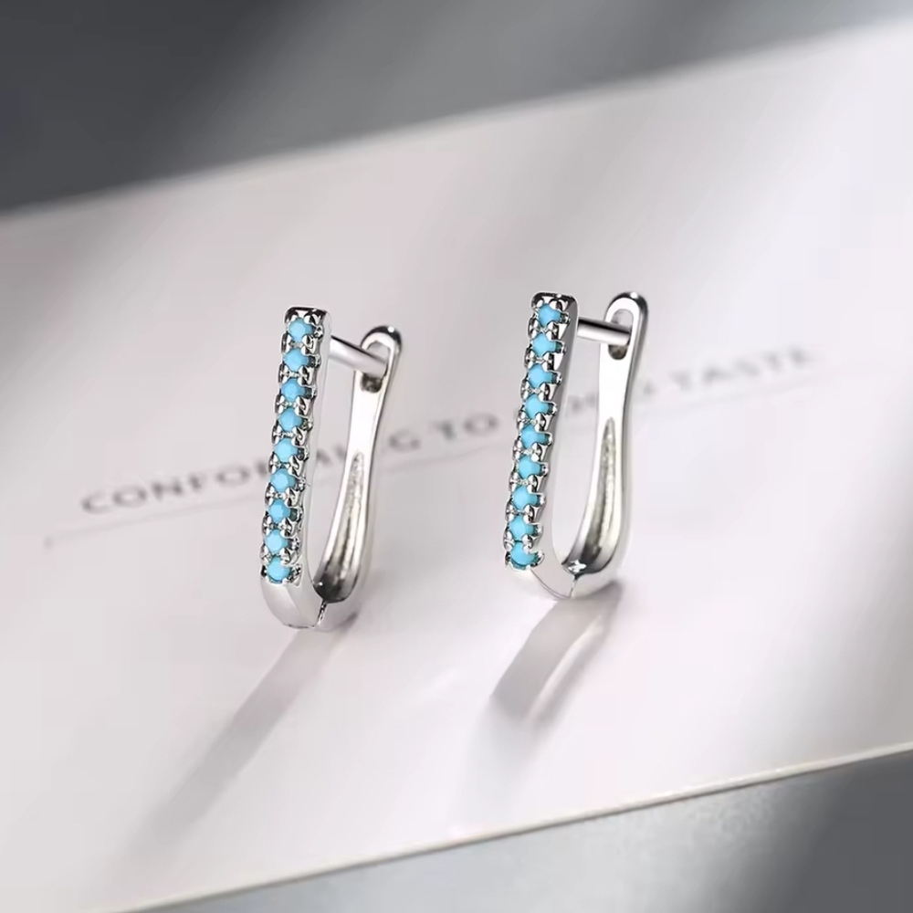 Turquoise Silver Hoop Earrings